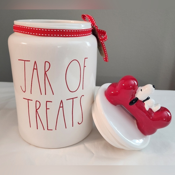 Rae Dunn Peanuts Snoopy Jar of Treats Large Ceramic Canister NEW - Picture 3 of 6